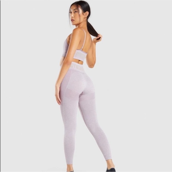 Gymshark Flex High Waisted Leggings - Mallow Purple Marl / Pebble Grey Size S - Picture 4 of 8